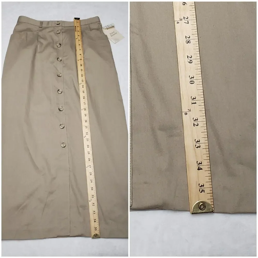 Vintage 90s Bedford Fair Maxi Skirt NWT 12 Khaki Cotton Utility Cottagecore